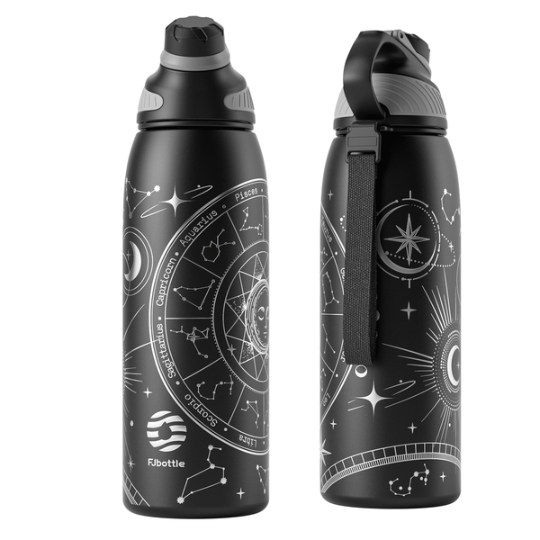 33 oz Titanium Sports Insulated Thermo Water Bottle, Vacuum Flask With Magnetic Cup