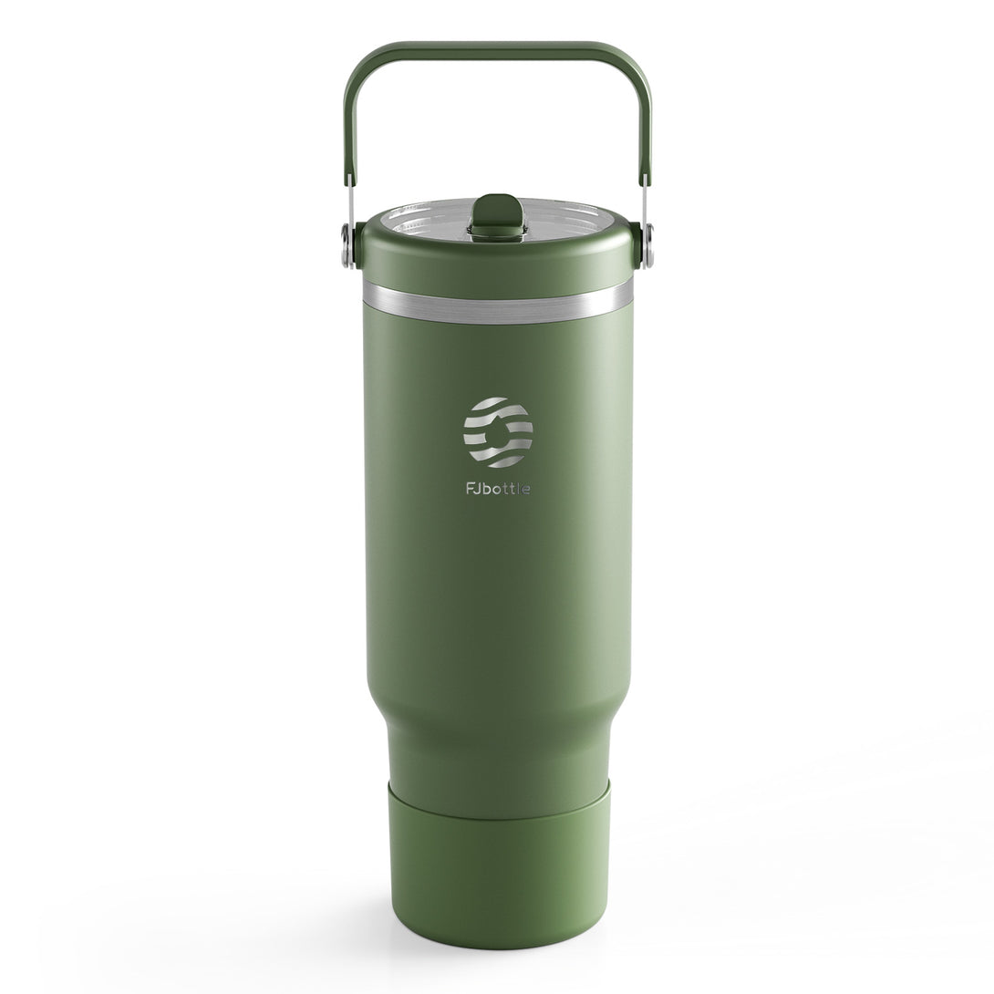 40 oz Stainless Steel Tumbler with Flip Straw and Handle, BPA-Free, Leakproof Sports Water Bottle