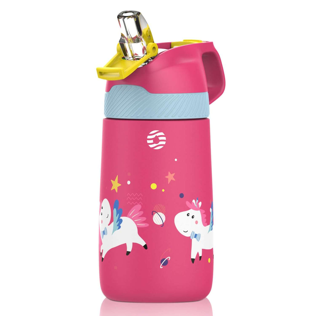 XccMe Kids Stainless Steel Water Bottle,16oz Kids water bottle for  School,Insulated Kids Thermos with Straw Lid,Silicone Boot,16 Personalize  Dinosaur