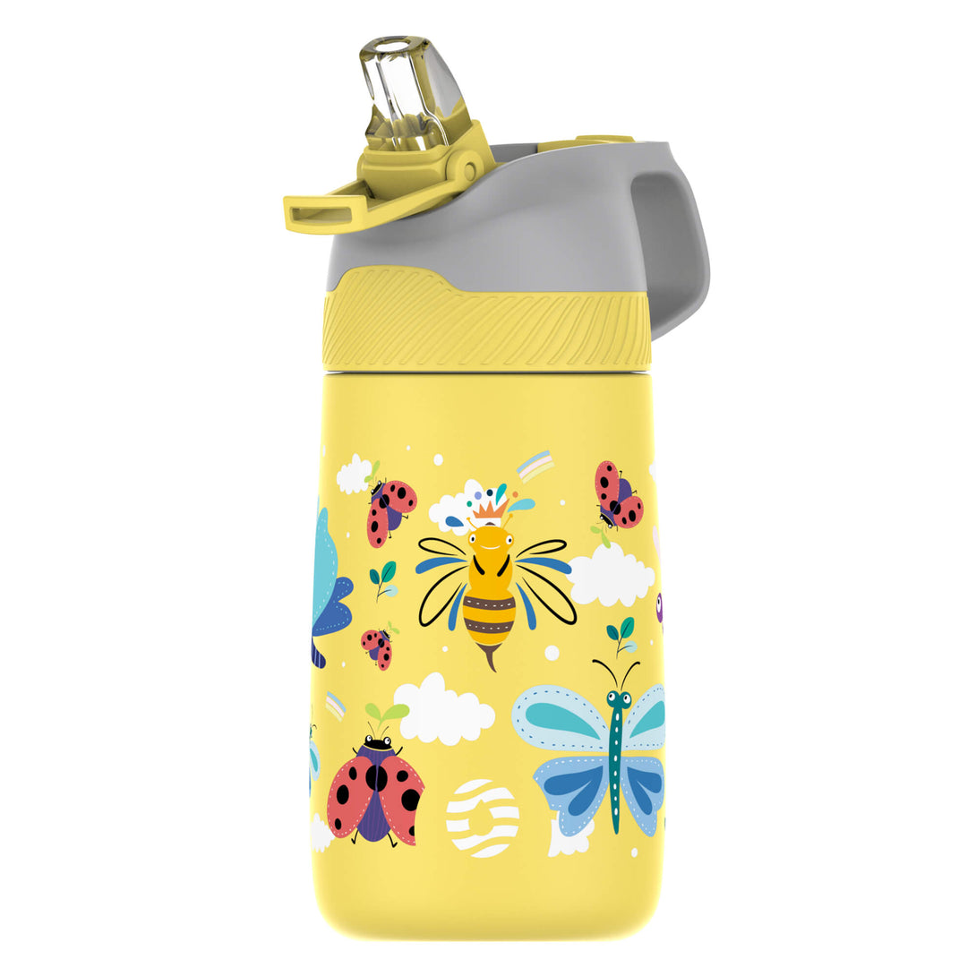 13 oz Stainless Steel Insulated Kids Water Bottle With Straw