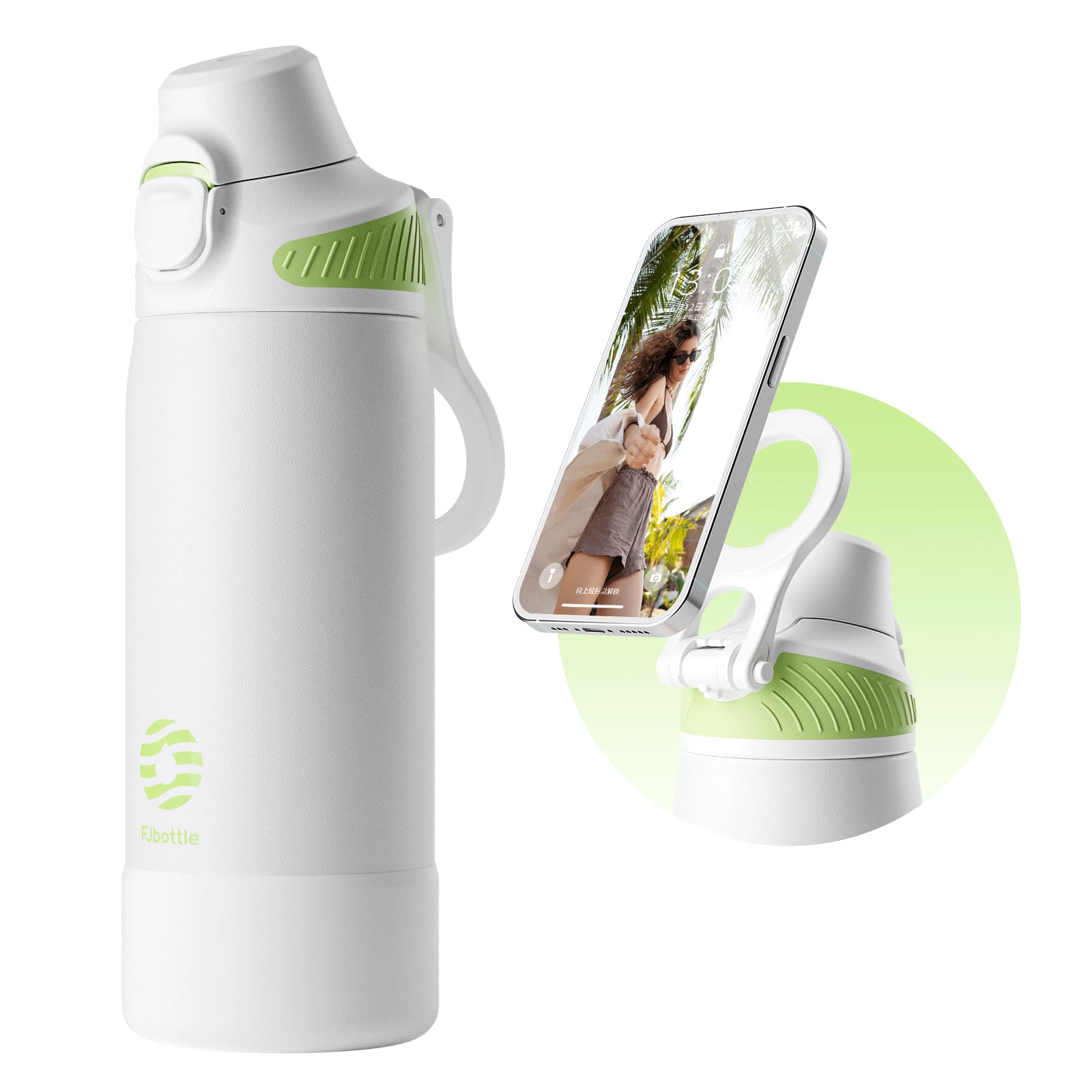 Magnetic Water Bottle with Phone Holder – Leakproof Stainless