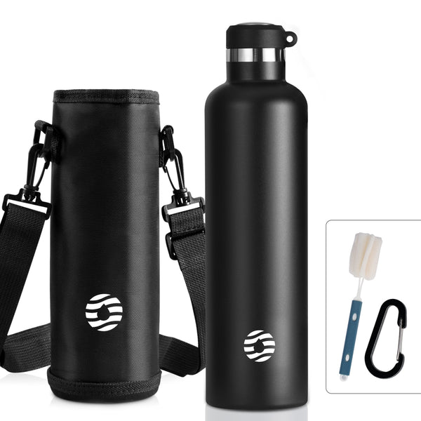 34 oz Stainless Steel Insulated Water Bottle Thermos With Carabiner