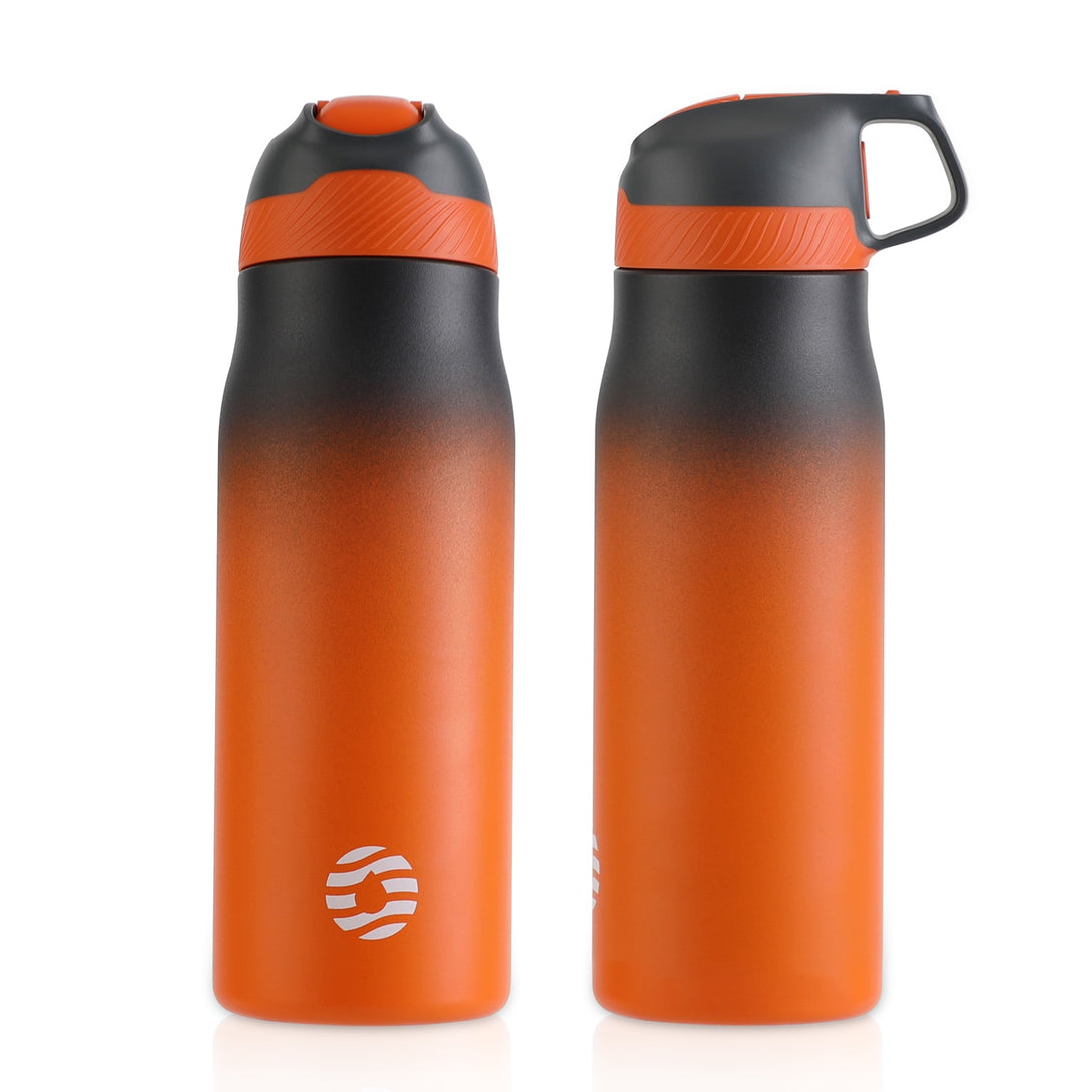 24oz orange water bottle with lids