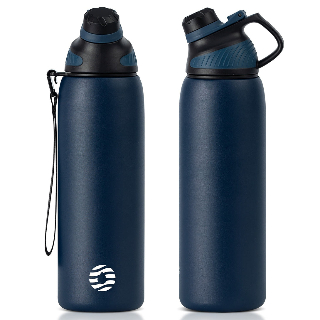 Sports Stainless Steel Insulated Water Bottle 26 oz Black&Navy, Navy