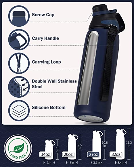 black stainless steel water bottle 316