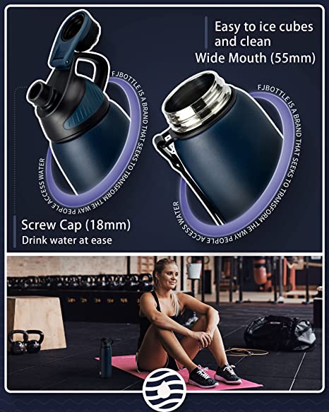 black stainless steel water bottle wide mouth