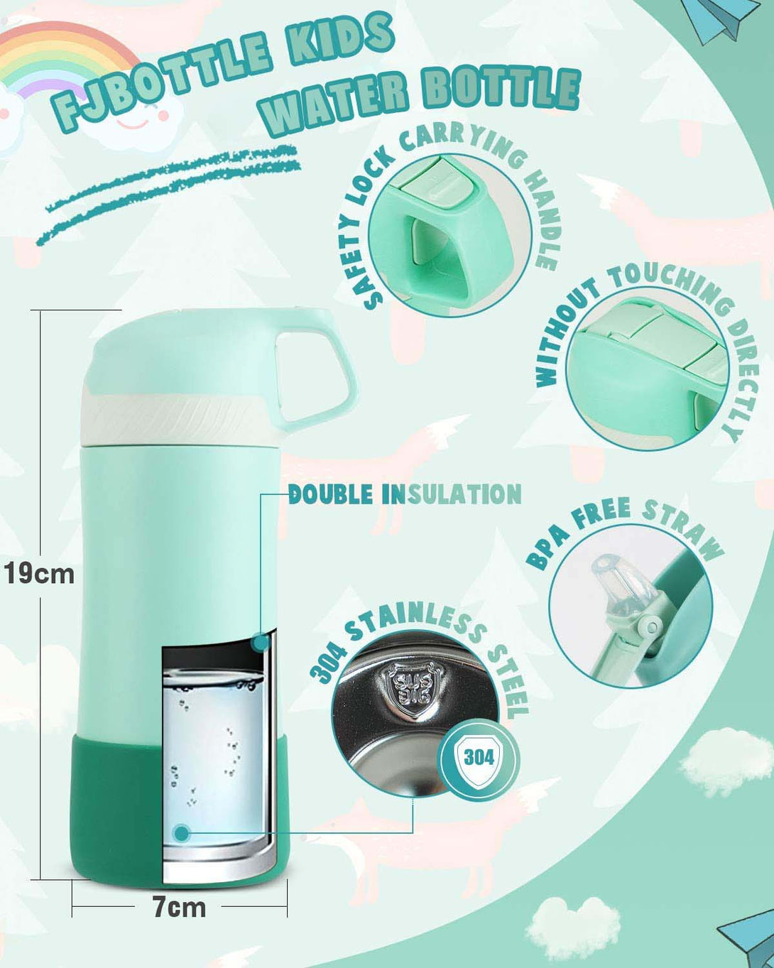 kids thermos water bottle details
