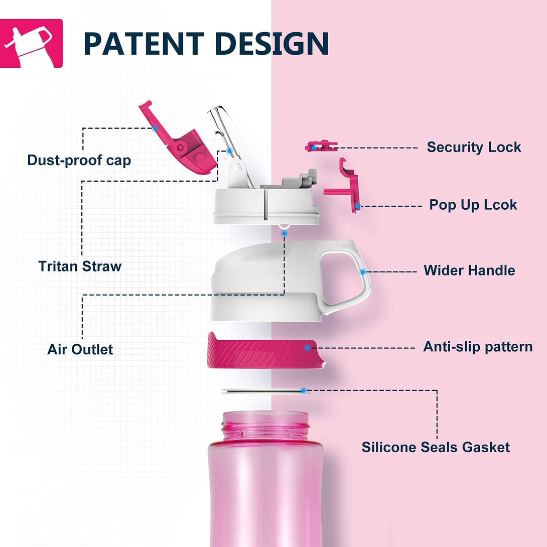 plastic water bottle with straw and filter design