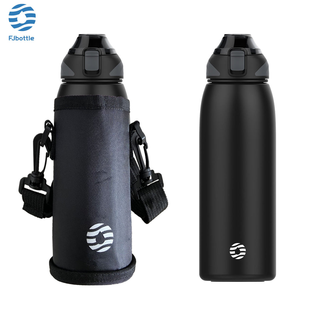 simple modern water bottle with bag